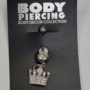 New Crown Clear Crystal Navel Ring Belly Button Piercing Jewelry